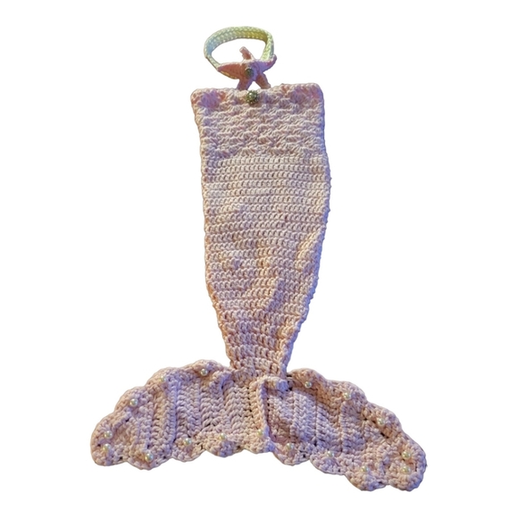 Mermaid Princess Crochet Newborn Mermaid Tail Cocoon & STARFISH HEADBAND - Picture 3 of 8